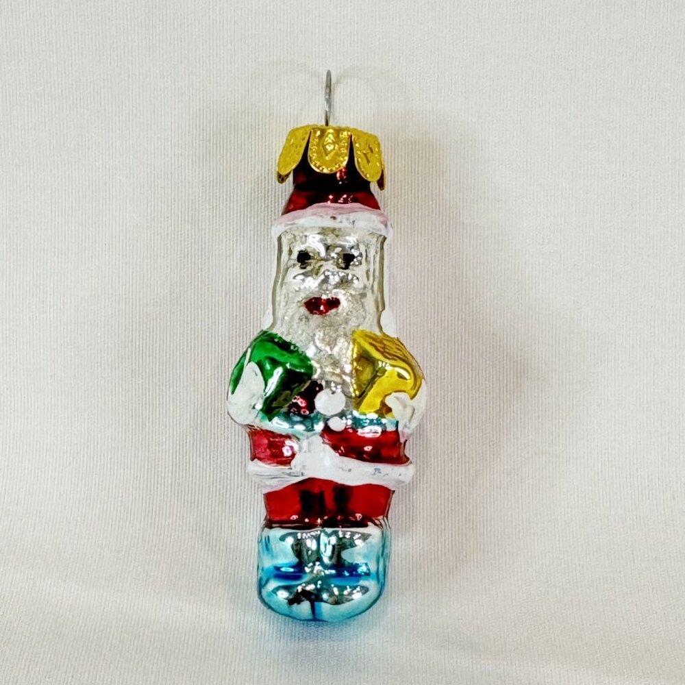 Vintage Blown Glass Little Santa Claus Christmas Tree Ornament 2.5 Inches Tiny